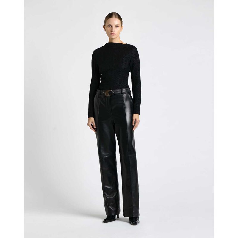 Cue Soft Shirred Jacquard Long Sleeve Top image number 3